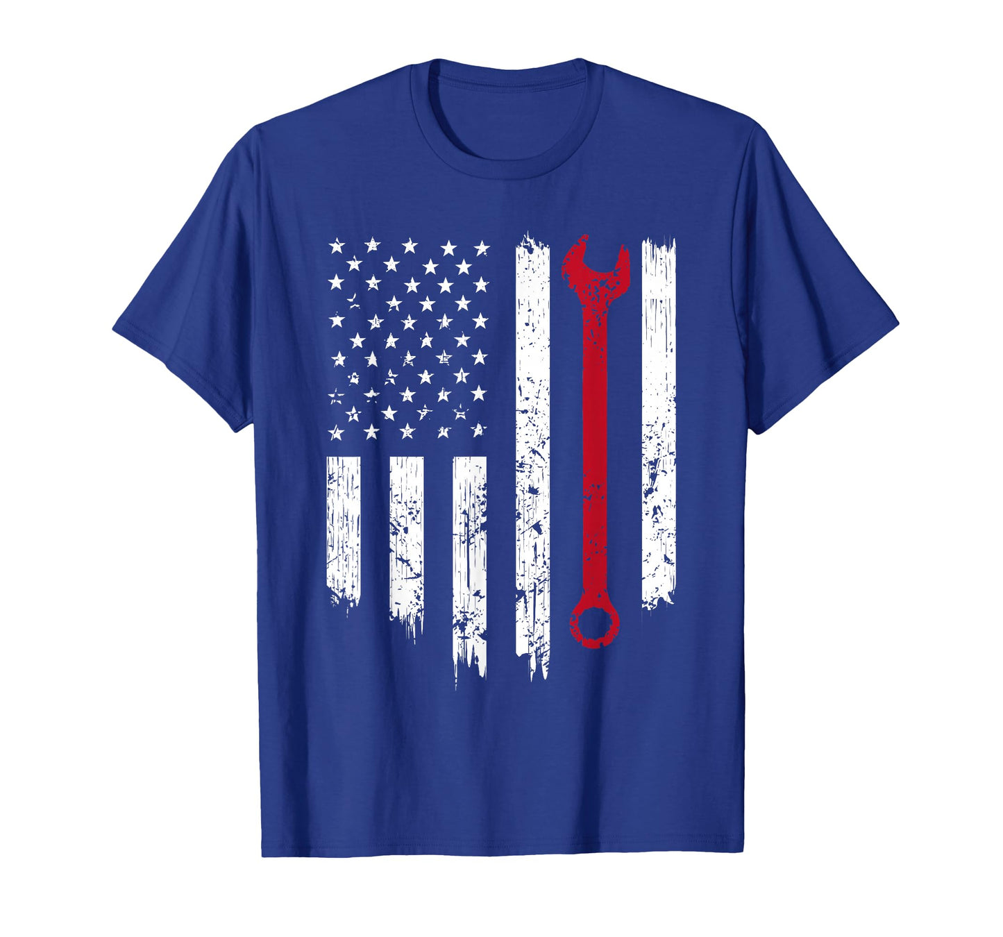 Funny Vintage Mechanic Distressed American Flag Gift for Men T-Shirt Small