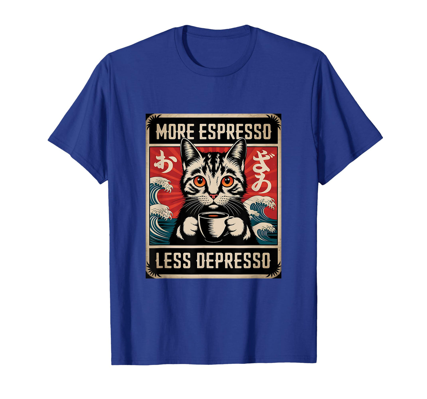 More Espresso Less Depresso Japanese Funny Cat T-Shirt for Men Women