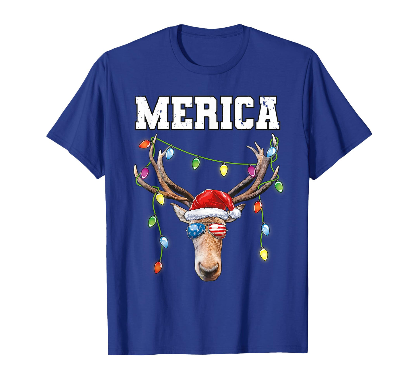 Merica Christmas Santa Buck Shirt USA Flag Patriotic T-Shirt