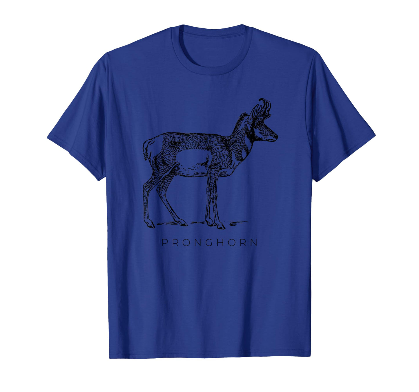 American Antelope Looks Like Art Drawing Pronghorn T-Shirt, Boys, Unisex-Adults, Short Sleeve, Grey, S, Classic Fit, Cotton 90% Polyester 10%