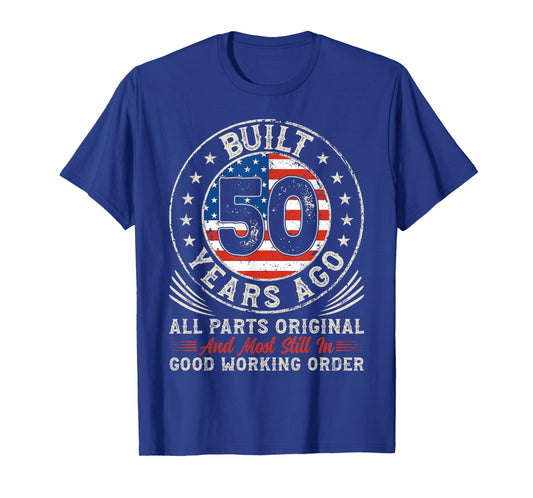 Built 50 Year Ago Classic Vintage USA Flag 50th Birthday T-Shirt