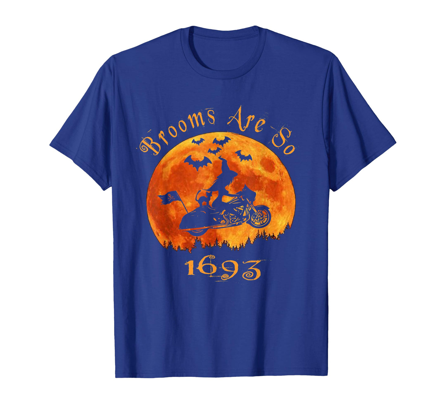 Halloween Witch On Motorcycle Cat & Moon Salem Witch Trials T-Shirt