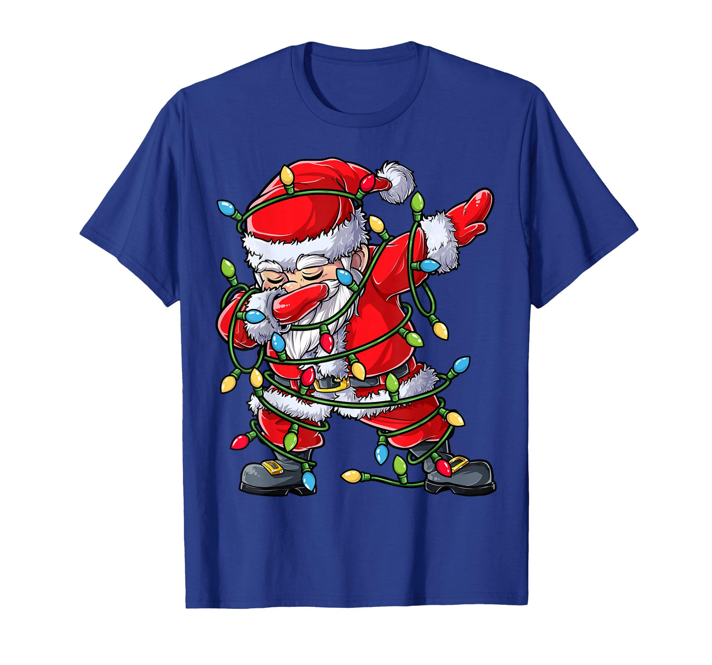 Dabbing Santa Christmas Tree Lights Xmas Gifts Boys Kids Dab Short Sleeve T-Shirt Black