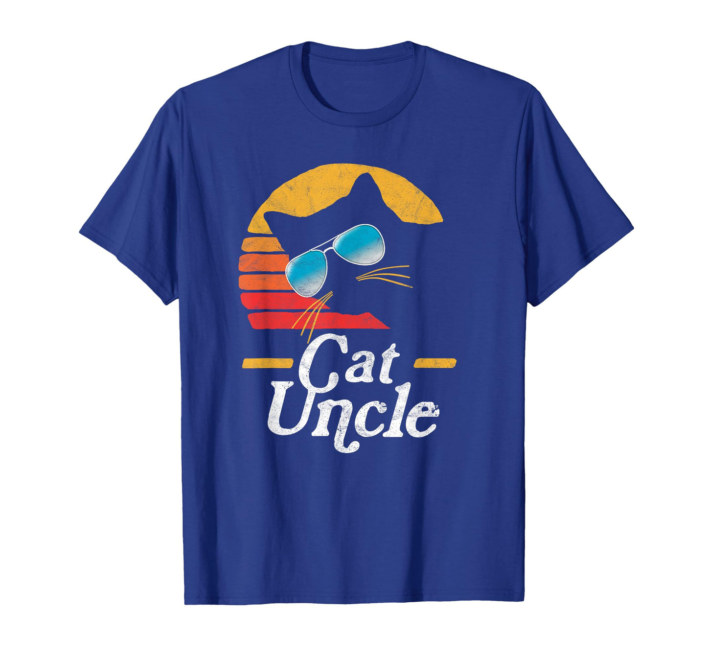 Cat Uncle Vintage 80s Style Cat Retro Sunglasses Distressed T-Shirt