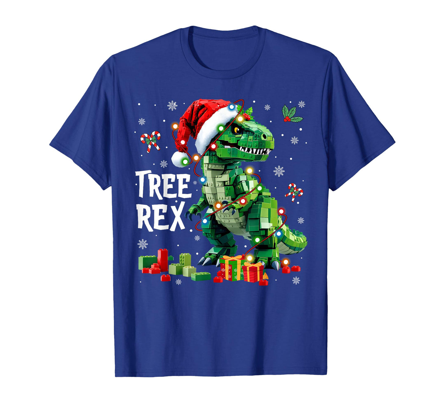 Christmas Builder Block Brick Building Dinosaur Mens Boys T-Shirt