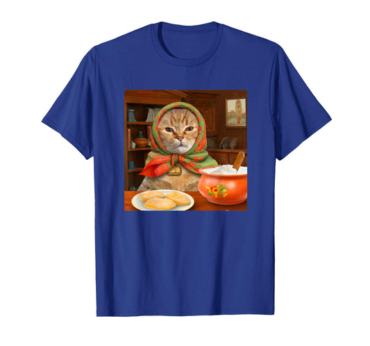 Babushka Tabby Cat Polish Cat Design T-Shirt