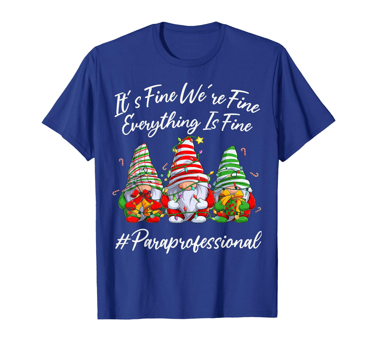 Paraprofessional Funny Everything Is Fine Christmas Gnomie T-Shirt
