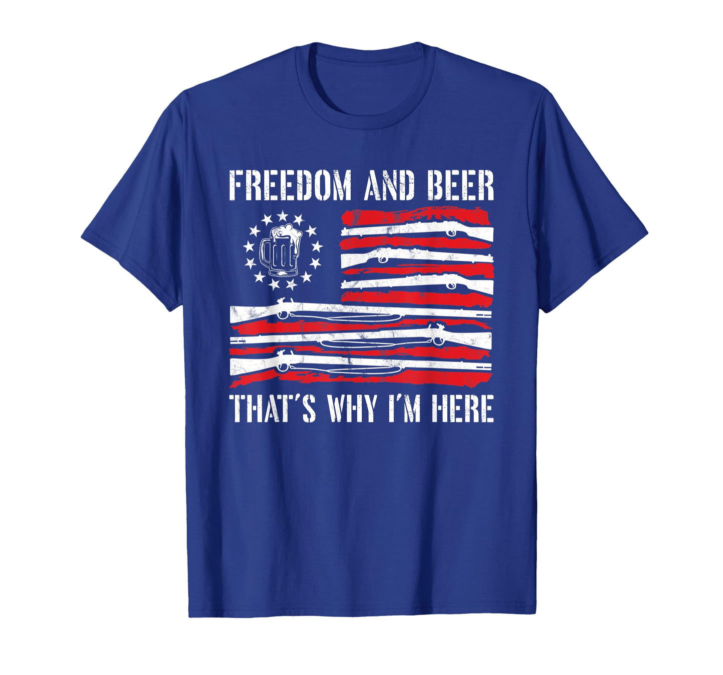 4th of July Freedom And Beer Gun Rights Merica American Flag T-Shirt