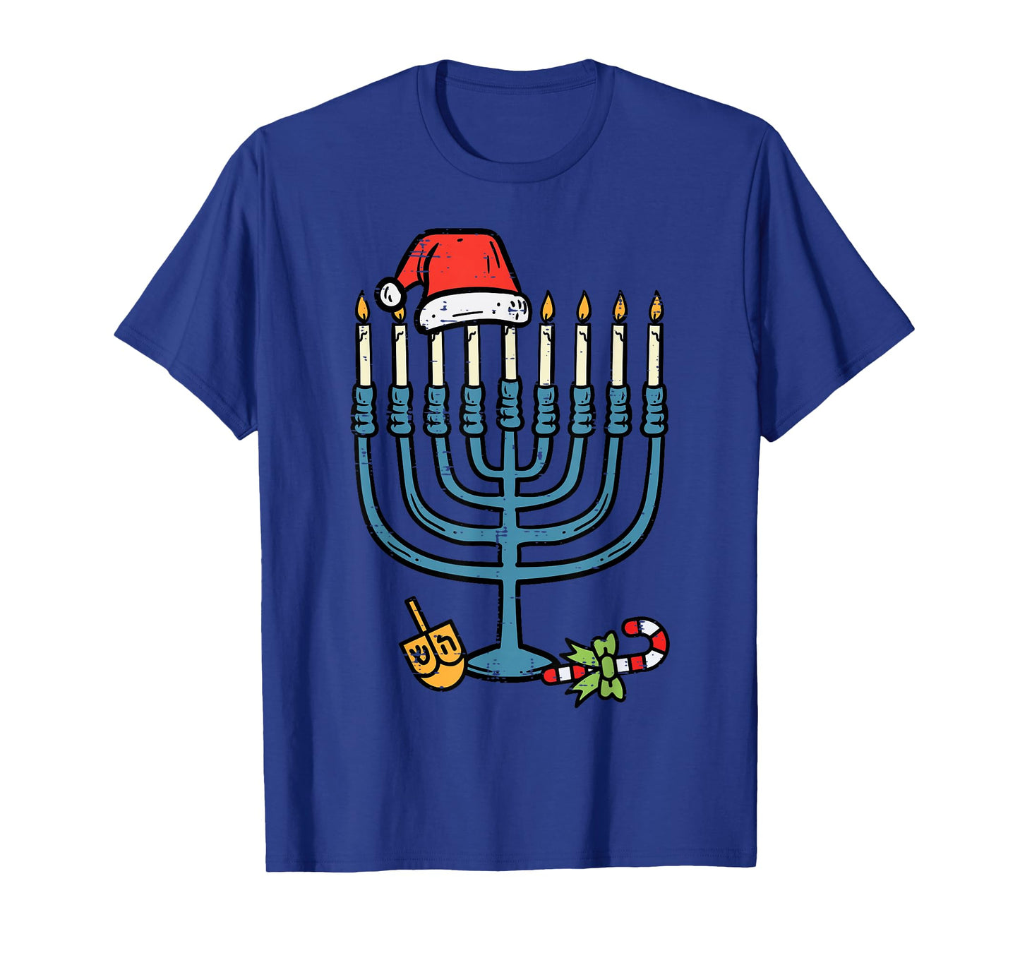 Christmas Hat Menorah Jew Hanukkah Chanukah Men Women Kids T-Shirt
