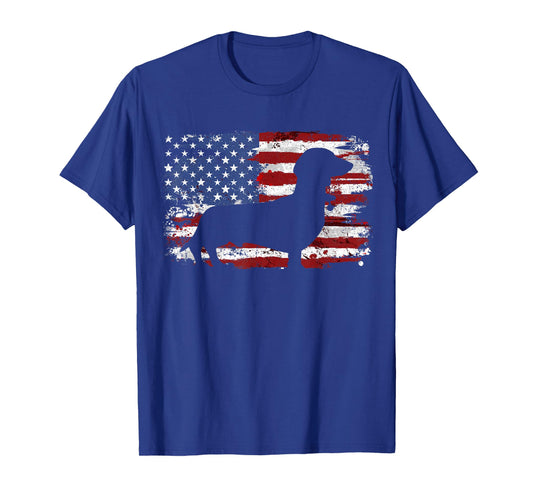 Dachshund Weiner Vintage American Flag T-Shirt Small