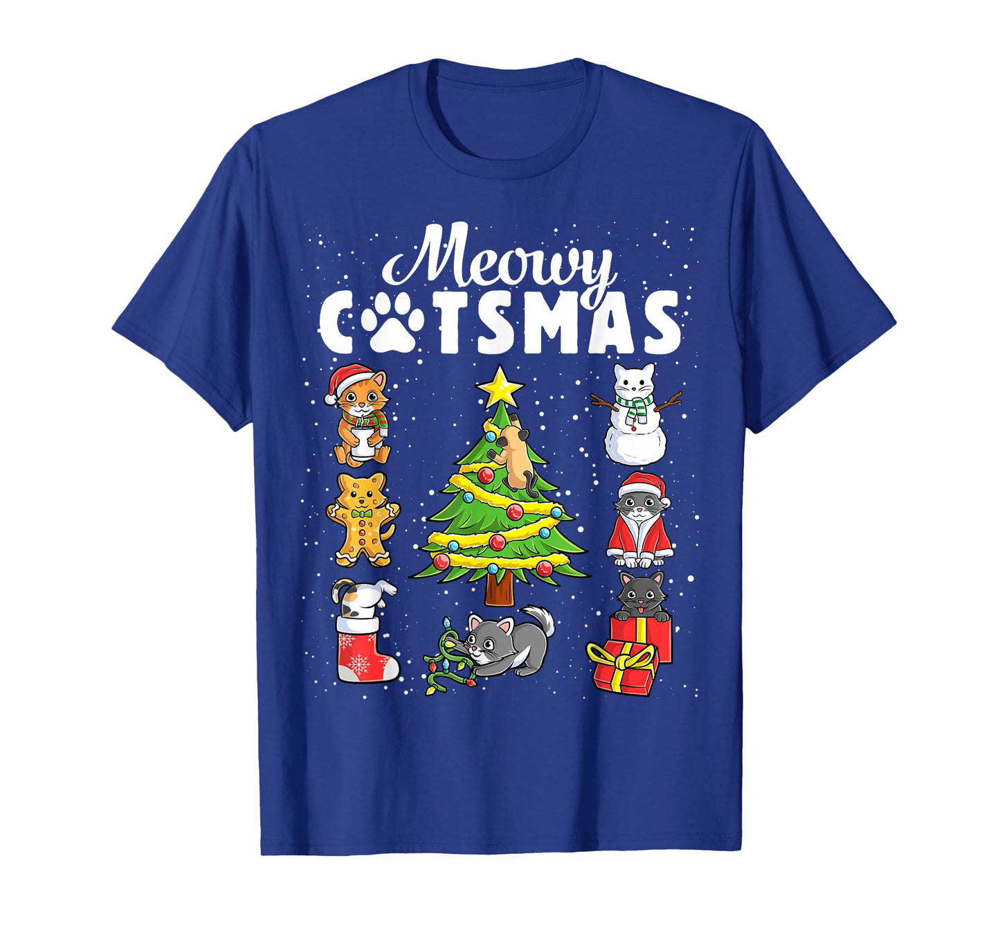 Meowy Catsmas Cats Christmas Funny Holiday Cat Boys Girls T-Shirt