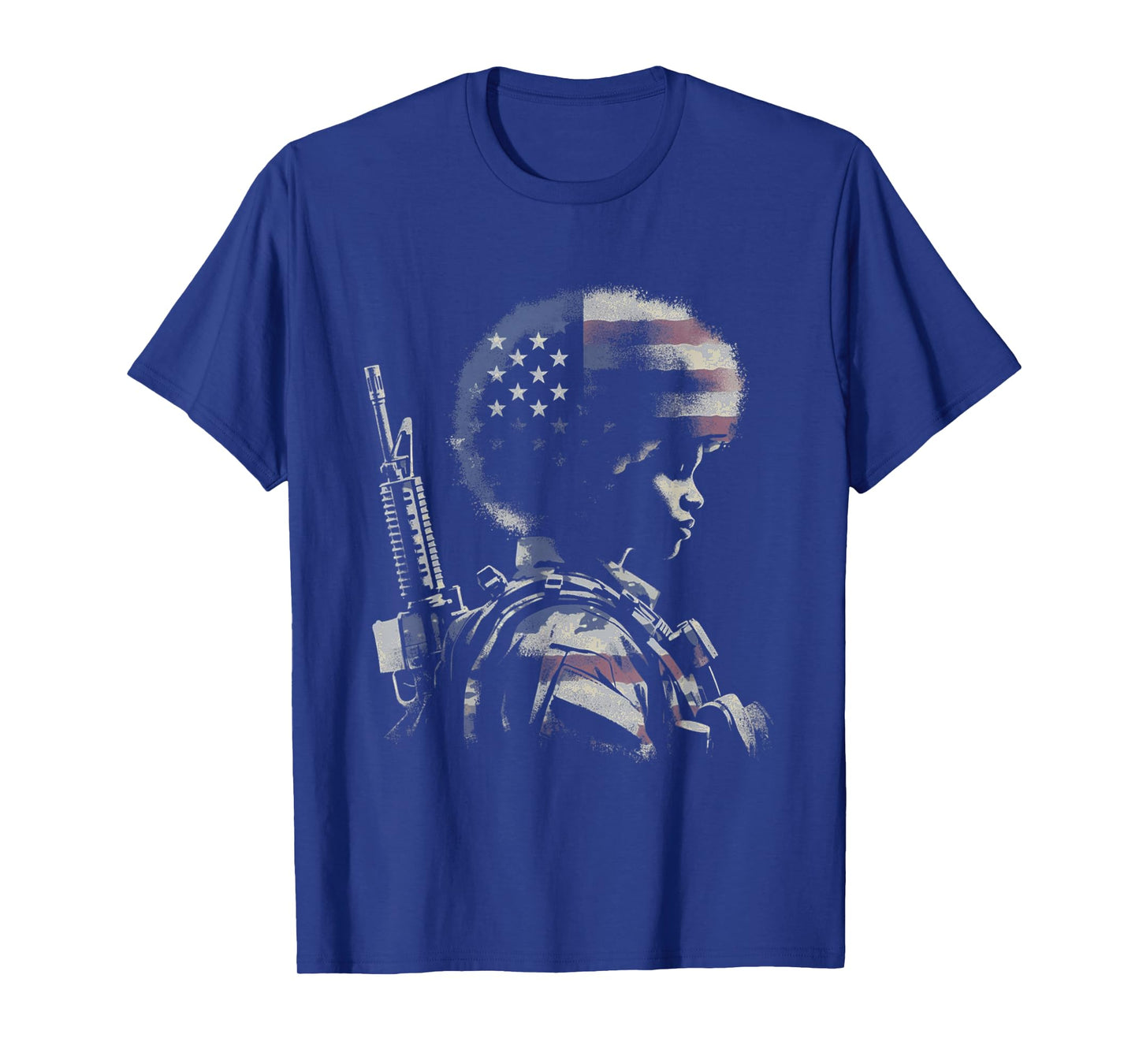 Female Soldier American Flag - Patriotic USA Afro Veteran T-Shirt