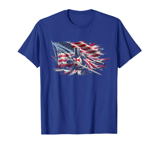 Knight Templar American Flag Crusader T-Shirt for Women Men