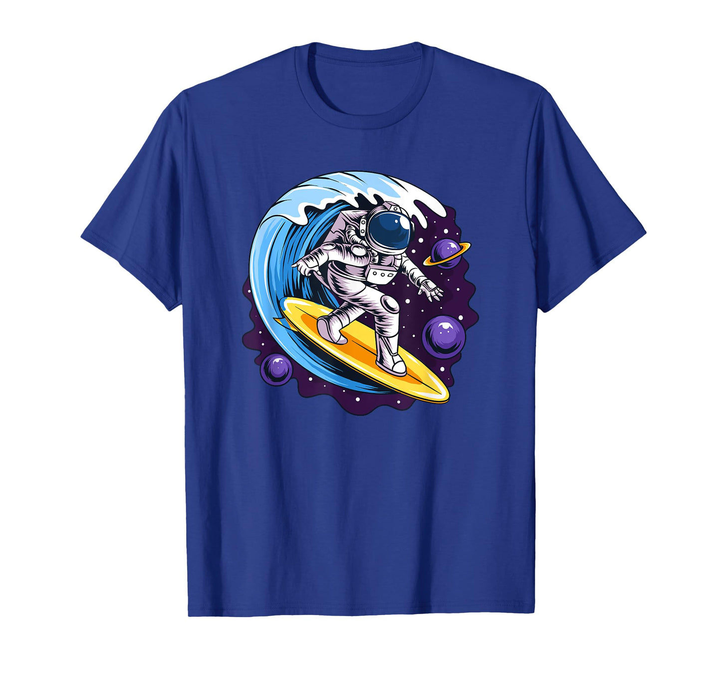 Astronauts Surf On A Surfboard In Space With Stars Planets T-Shirt