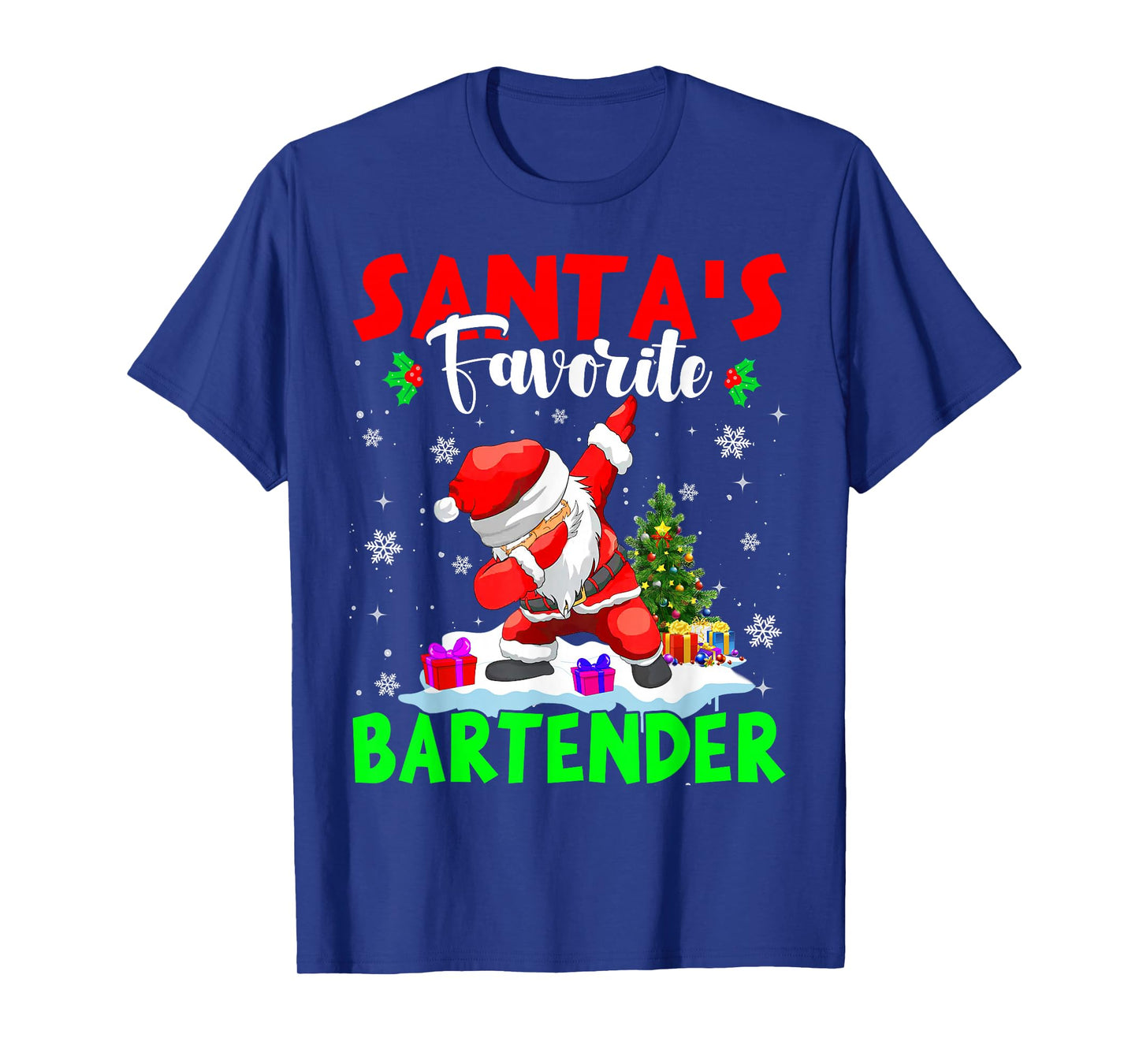 Santa's Favorite Bartender Funny Christmas Bartender Gifts T-Shirt