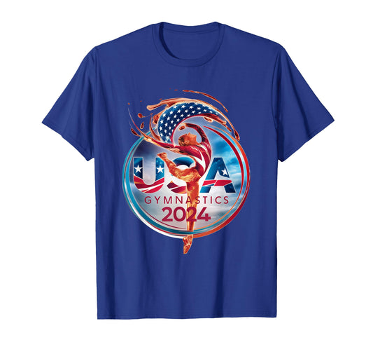 Vibrant Gymnastics 2024 Logo: Strength and Elegance USA T-Shirt