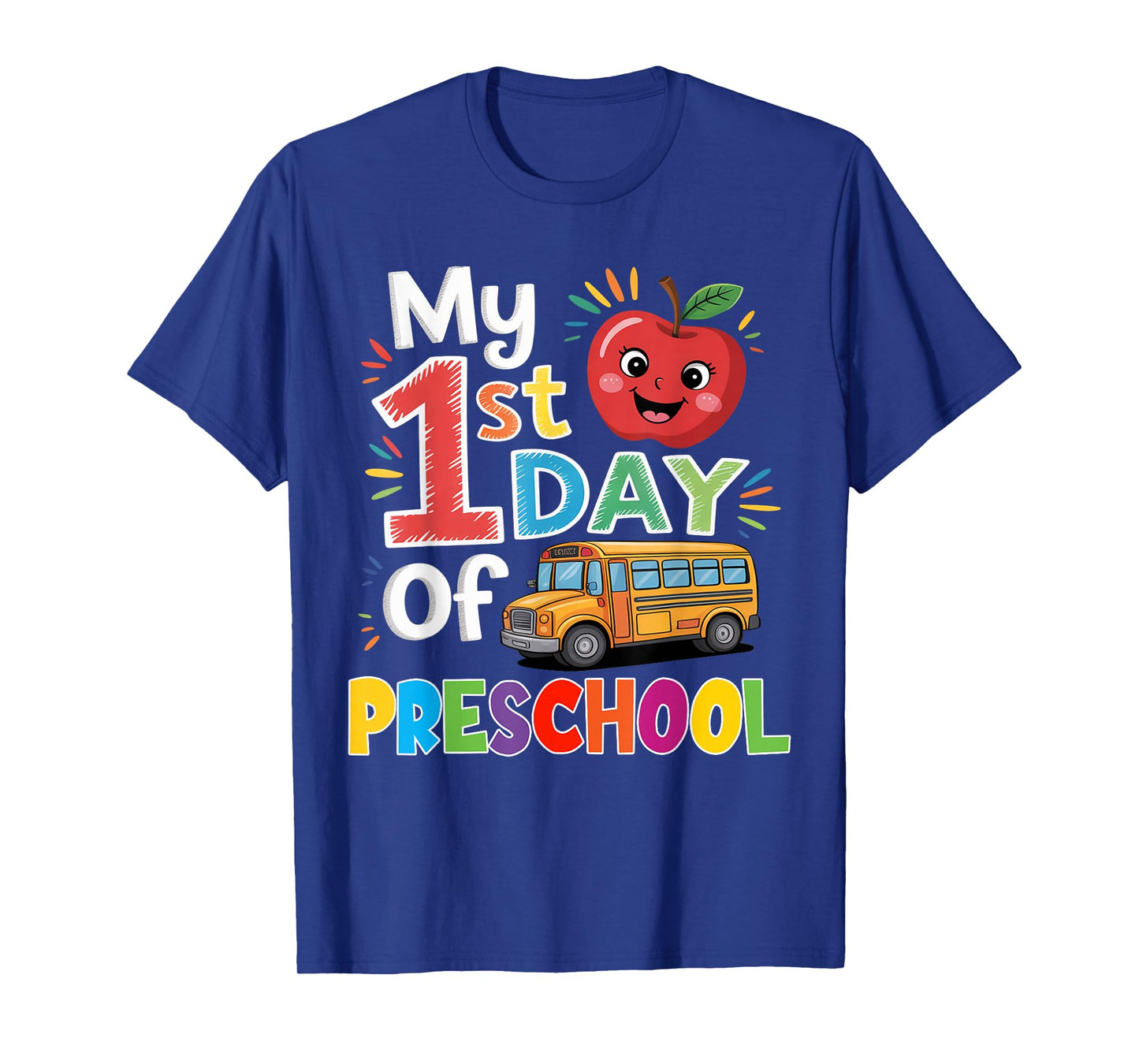 My First Day of Preschool Funny School Bus Apple Funny T-Shirt