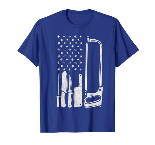 Funny USA Flag Shirt with Dad Butcher Tools Woman Butcher T-Shirt
