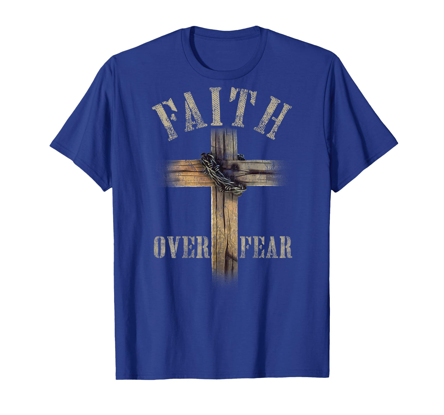Faith Over Fear American Christian Cross God Jesus (on Back) T-Shirt