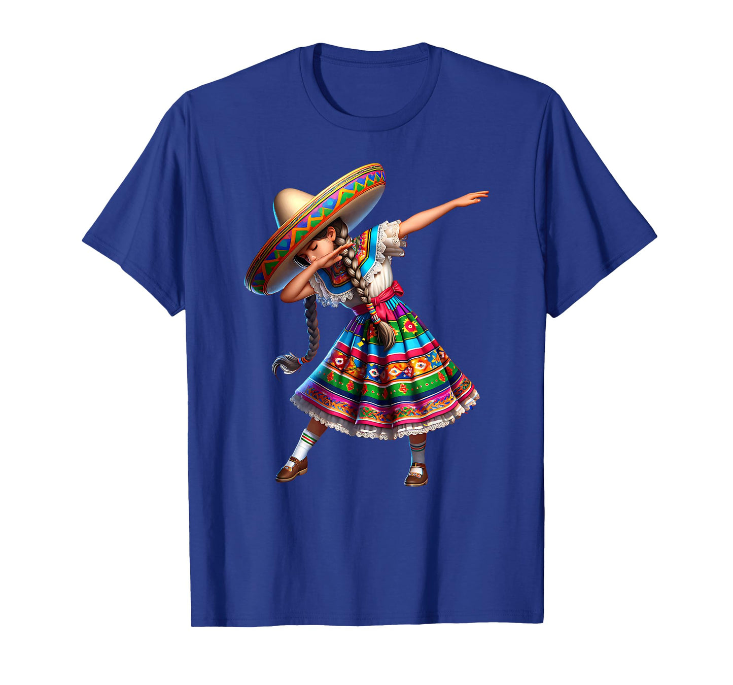 Funny Dabbing Mexican Poncho Sombrero Cinco de Mayo Girl T-Shirt