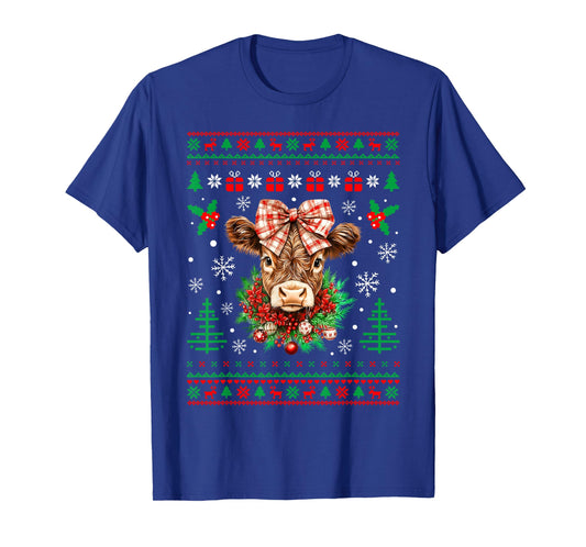 Cow Christmas Western Cowgirl Cowboy Ugly Xmas Sweater T-Shirt