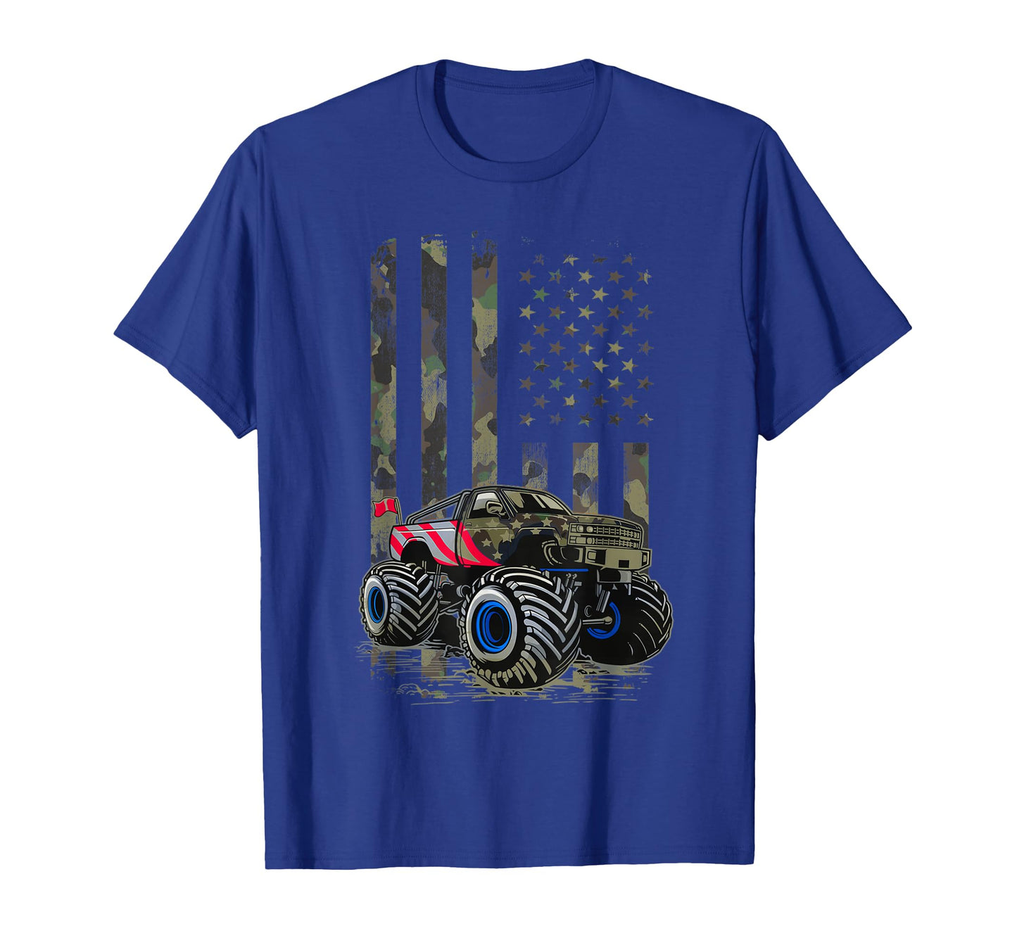 USA Flag Monster Truck Army Camouflage, Monster Trucks Lover T-Shirt