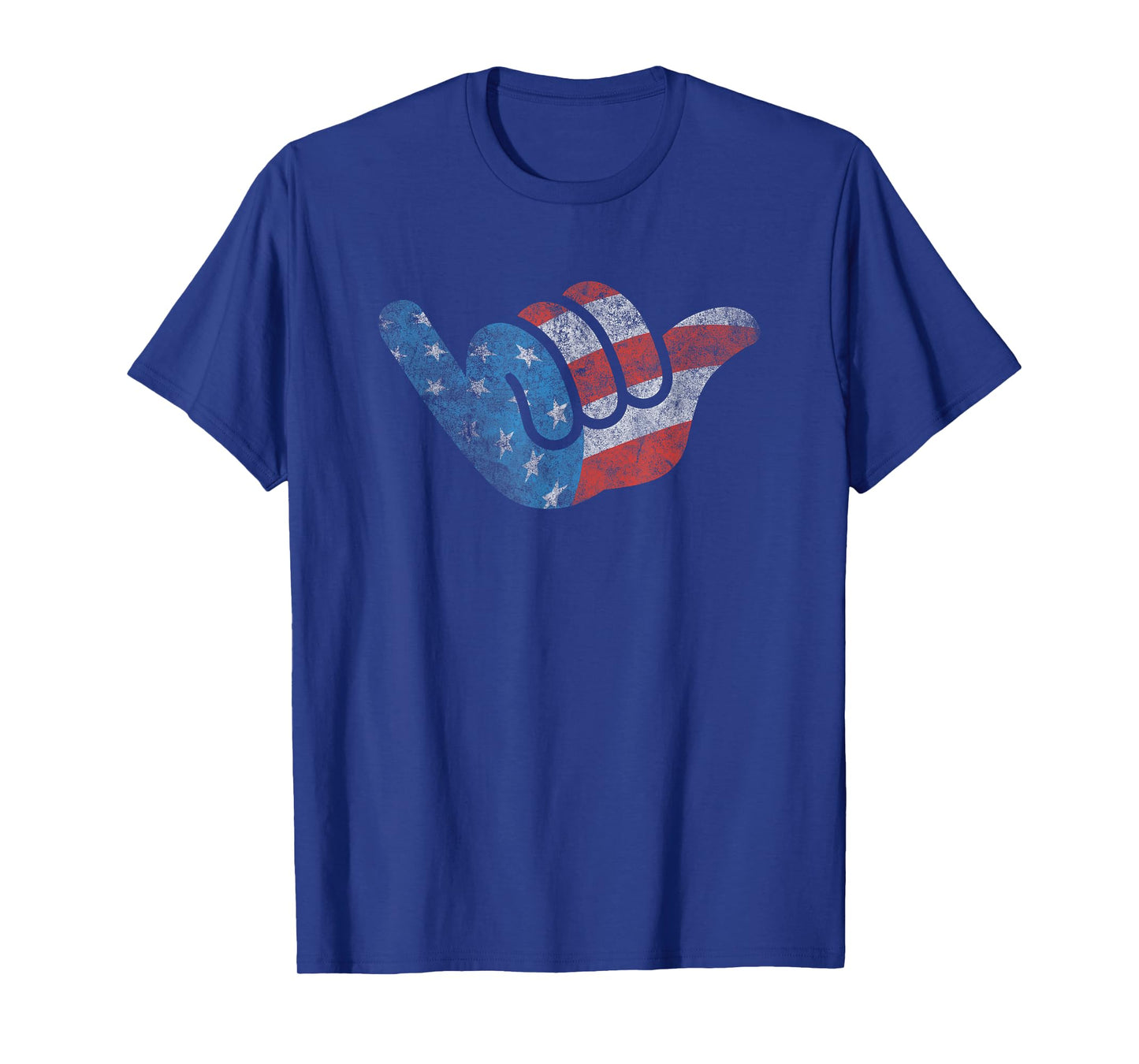 Patriotic Surfer Hang Shirt American Flag Loose Hand Sign T-Shirt