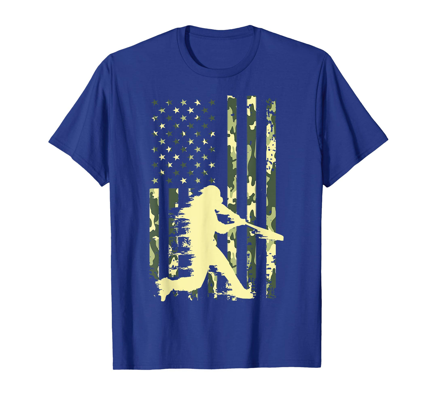 Baseball Player American Flag USA Camo Patriotic Graphic T-Shirt