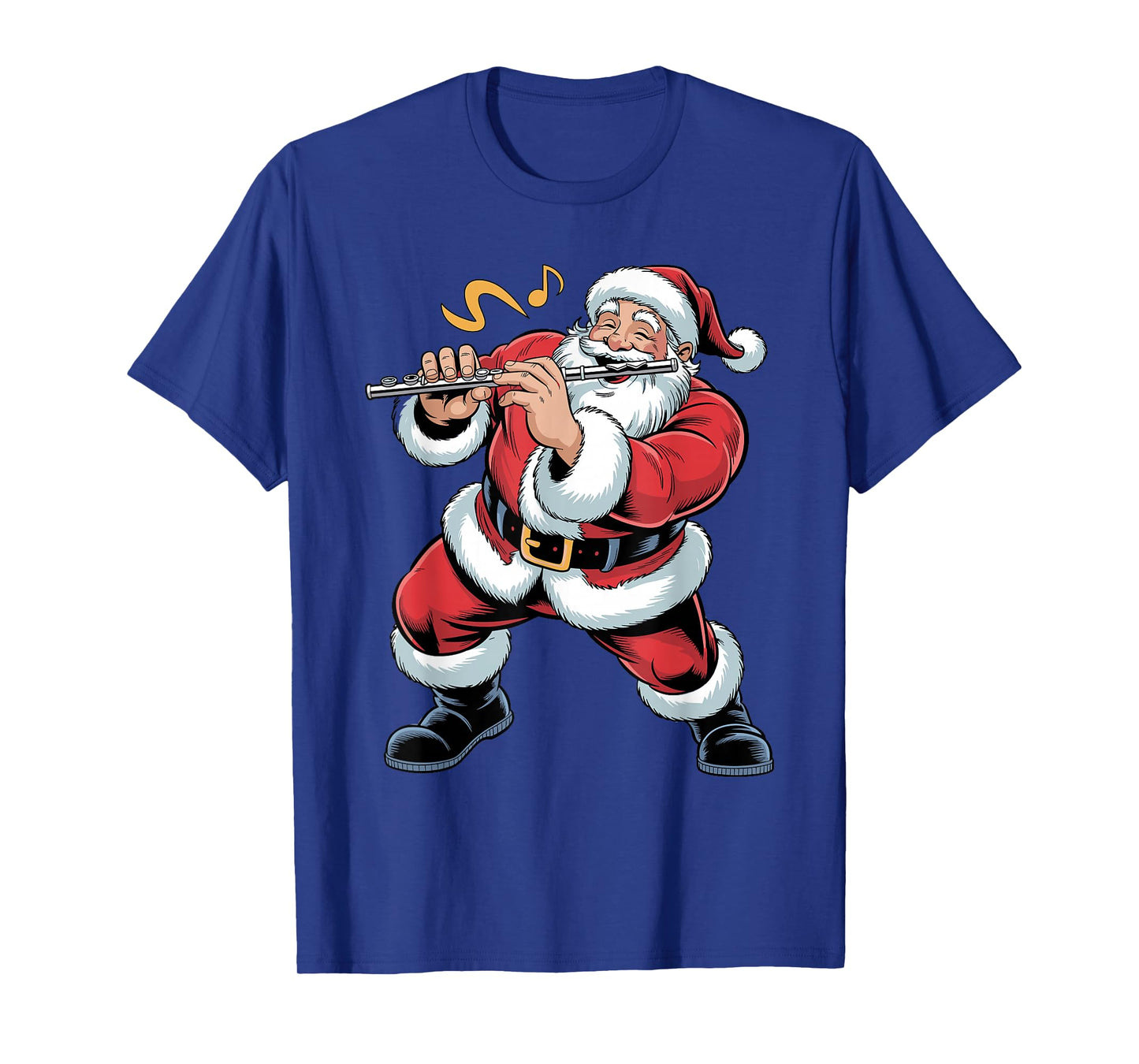 Santa Playing Flute Funny Holiday Christmas Xmas Pajama T-Shirt