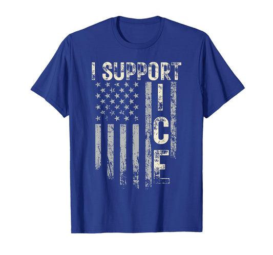 Support ICE Immigration Officers American Flag Border Patrol T-Shirt