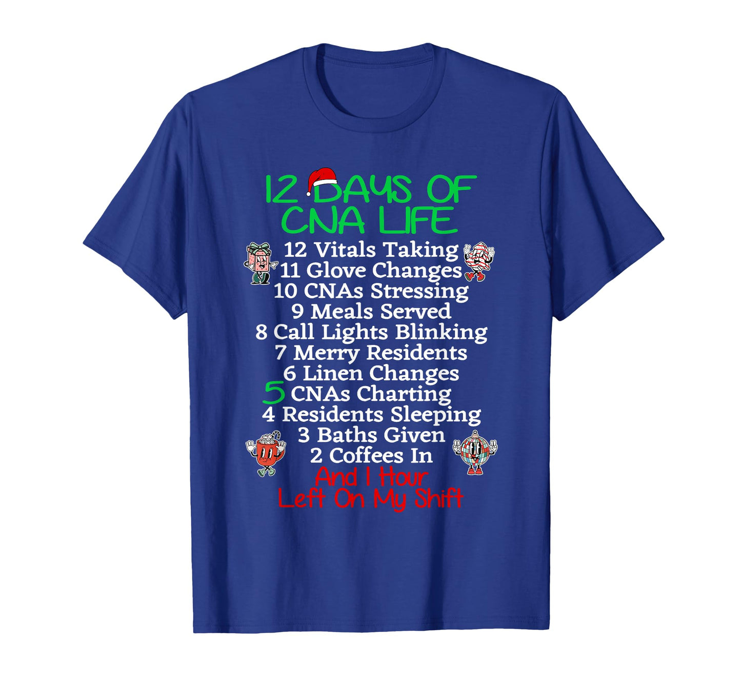 12 Days of CNA Life Certified Nursing Assistant Christmas RN T-Shirt