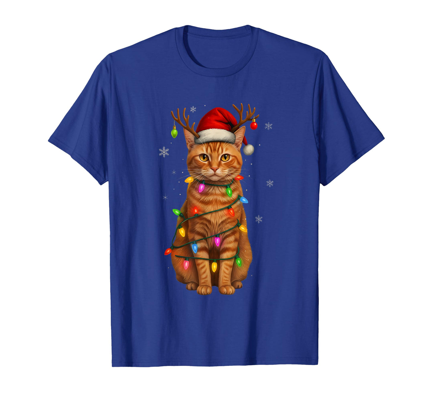 Orange Tabby Cat Christmas Lights Funny Santa Holiday Cats T-Shirt