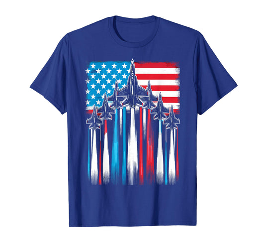 Patriotic Airplane Fighter Jet USA Flag 4th Of July T-Shirt