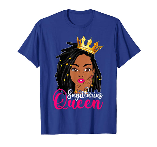Sagittarius Loc'd Woman Black Queen Birthday Zodiac Sign T-Shirt