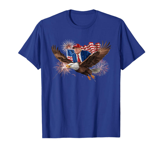 Patriotic Trump Riding Bald Eagle American Pride July 4th T-Shirt