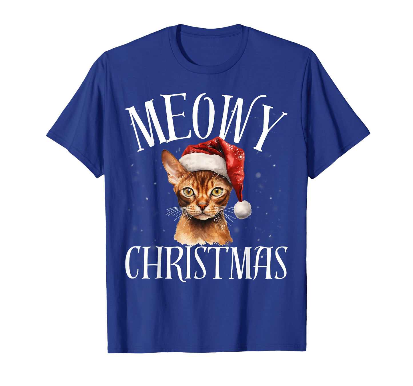 Funny Meowy Christmas Abyssinia Cat Merry Xmas Holiday Party T-Shirt