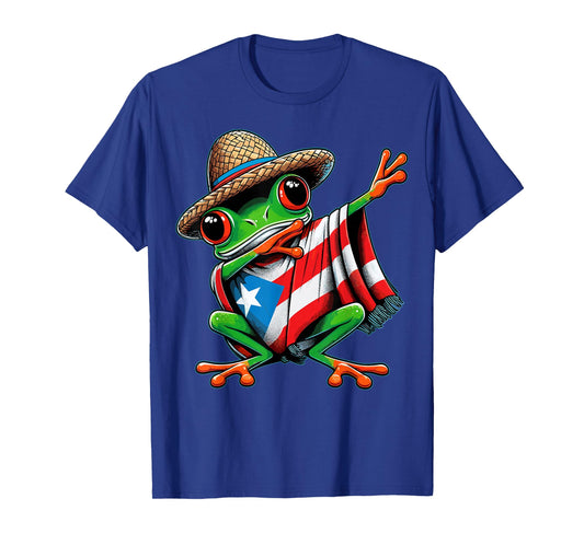 Puerto Rico Frog Coqui Dabbing Poncho Puerto Rican Flag T-Shirt