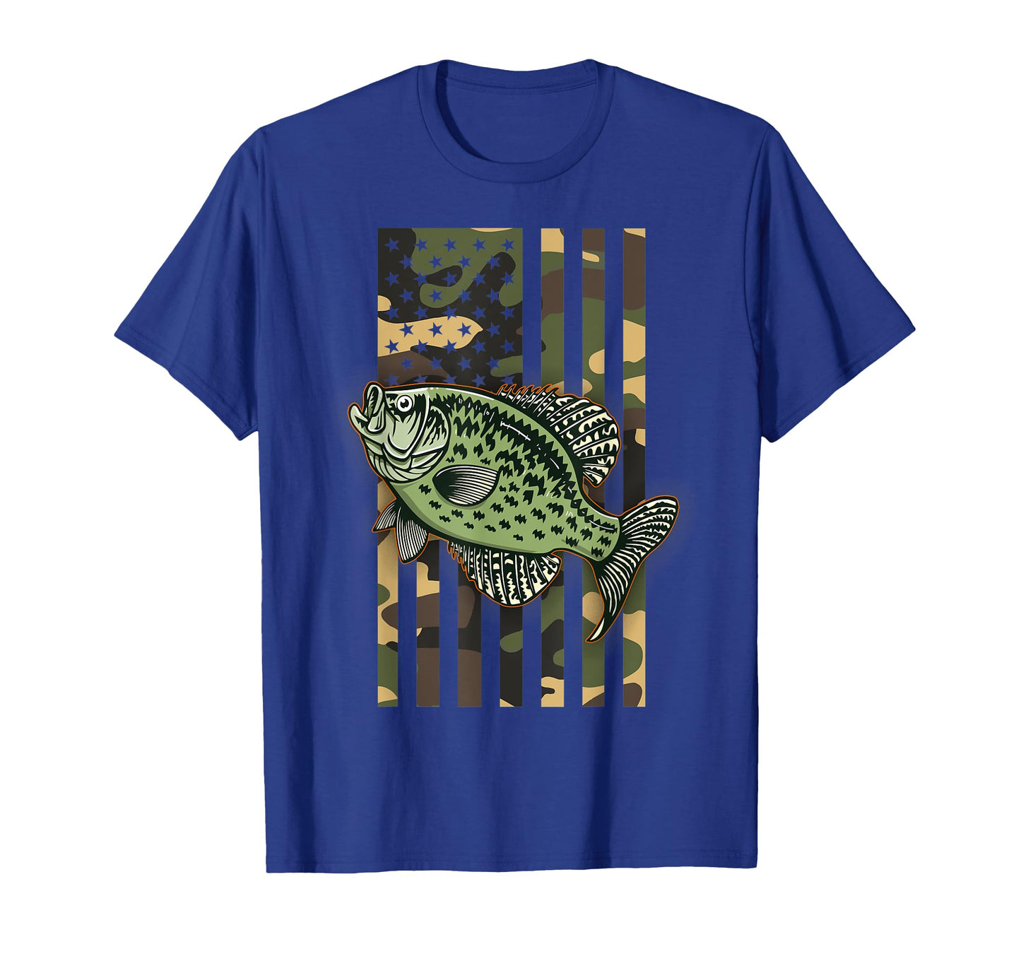 Fishing Camo American Flag Crappie Camouflaged Graphic Women Men T-Shirt