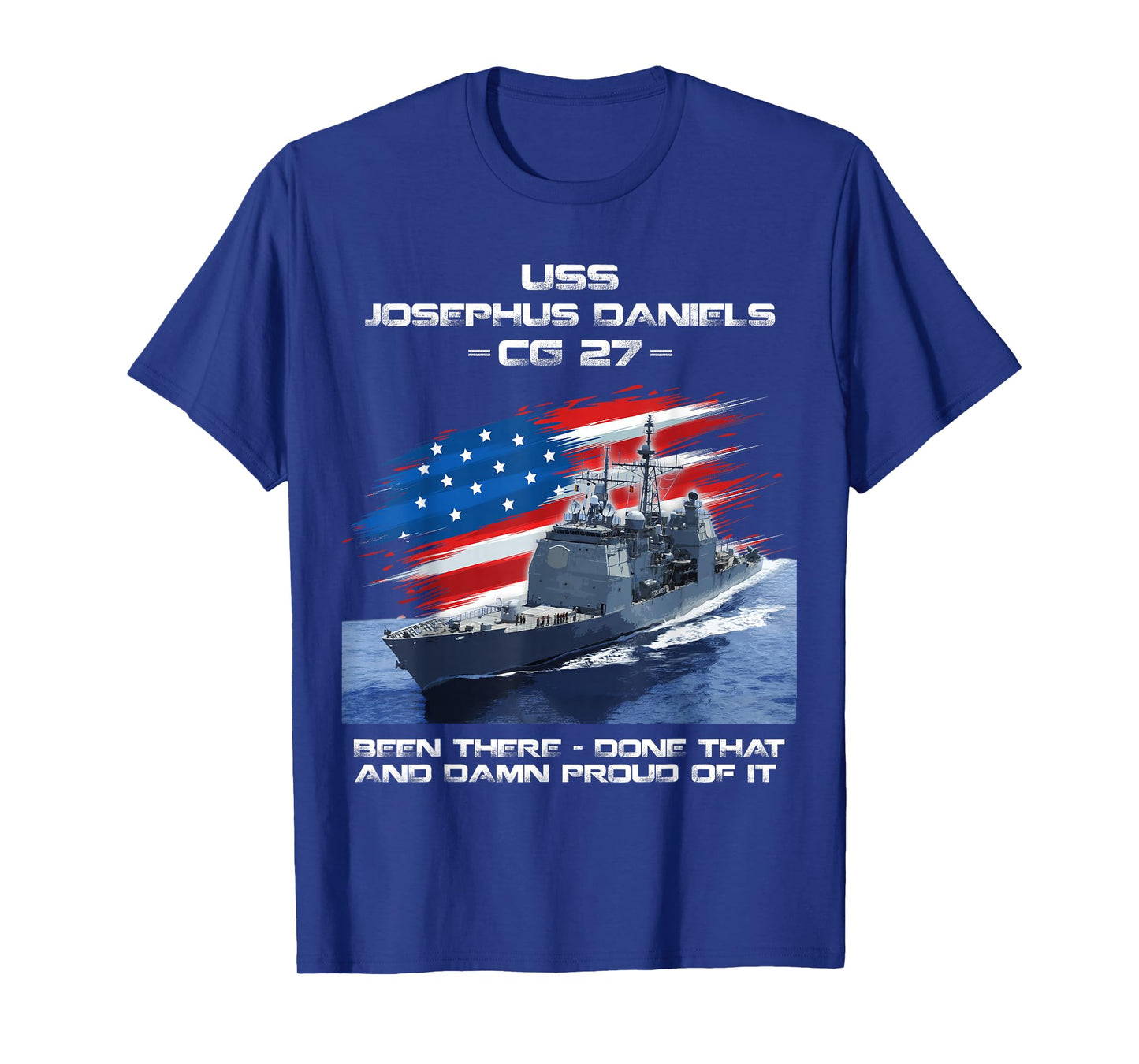 USS Josephus Daniels CG-27 Class Cruiser American Flag T-Shirt for Women Men