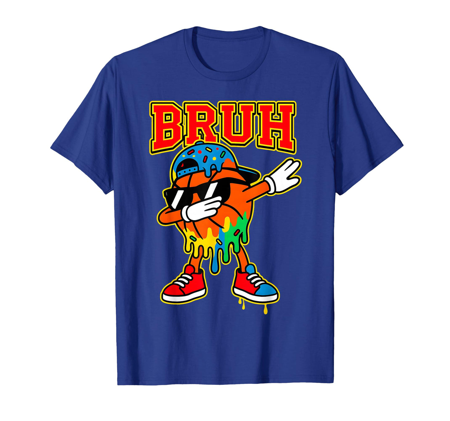 Dabbing Basketball Ice Cream Drip Bruh Boys Basketball Stuff T-Shirt