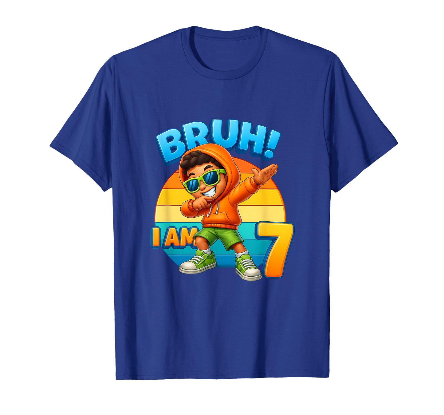 7 Year Old Birthday Boy Dabbing Bruh It's My 7th Birthday T-Shirt