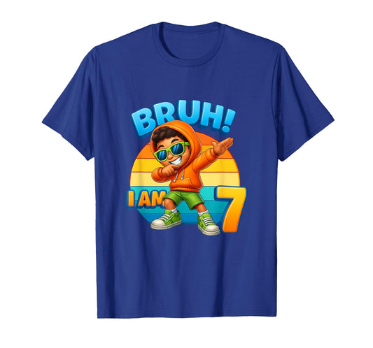 7 Year Old Birthday Boy Dabbing Bruh It's My 7th Birthday T-Shirt