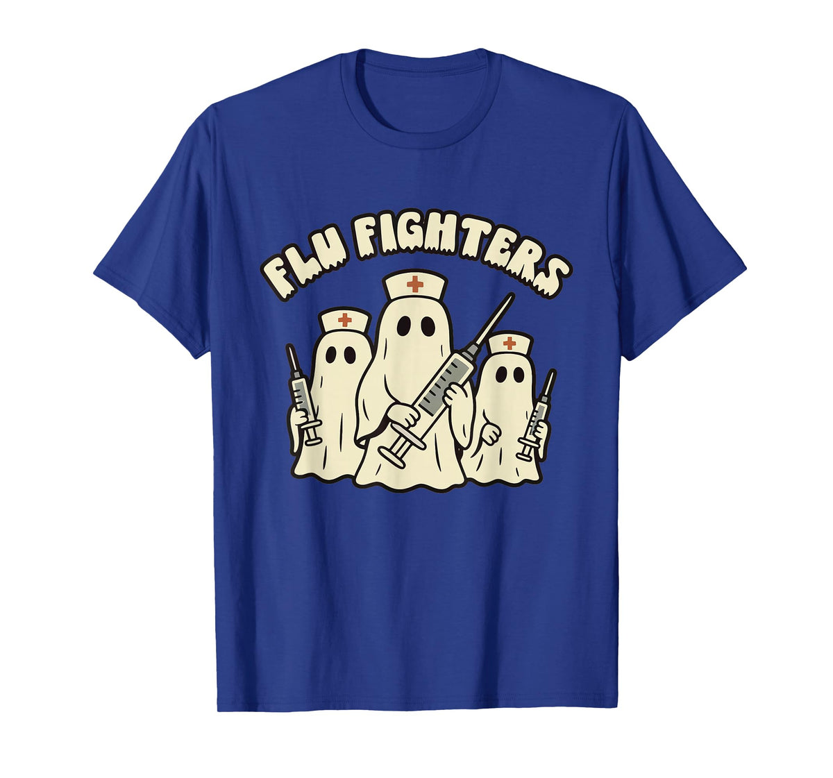 Retro Nurse Halloween Ghosts Flu Fighters ED PEDS RN T-Shirt