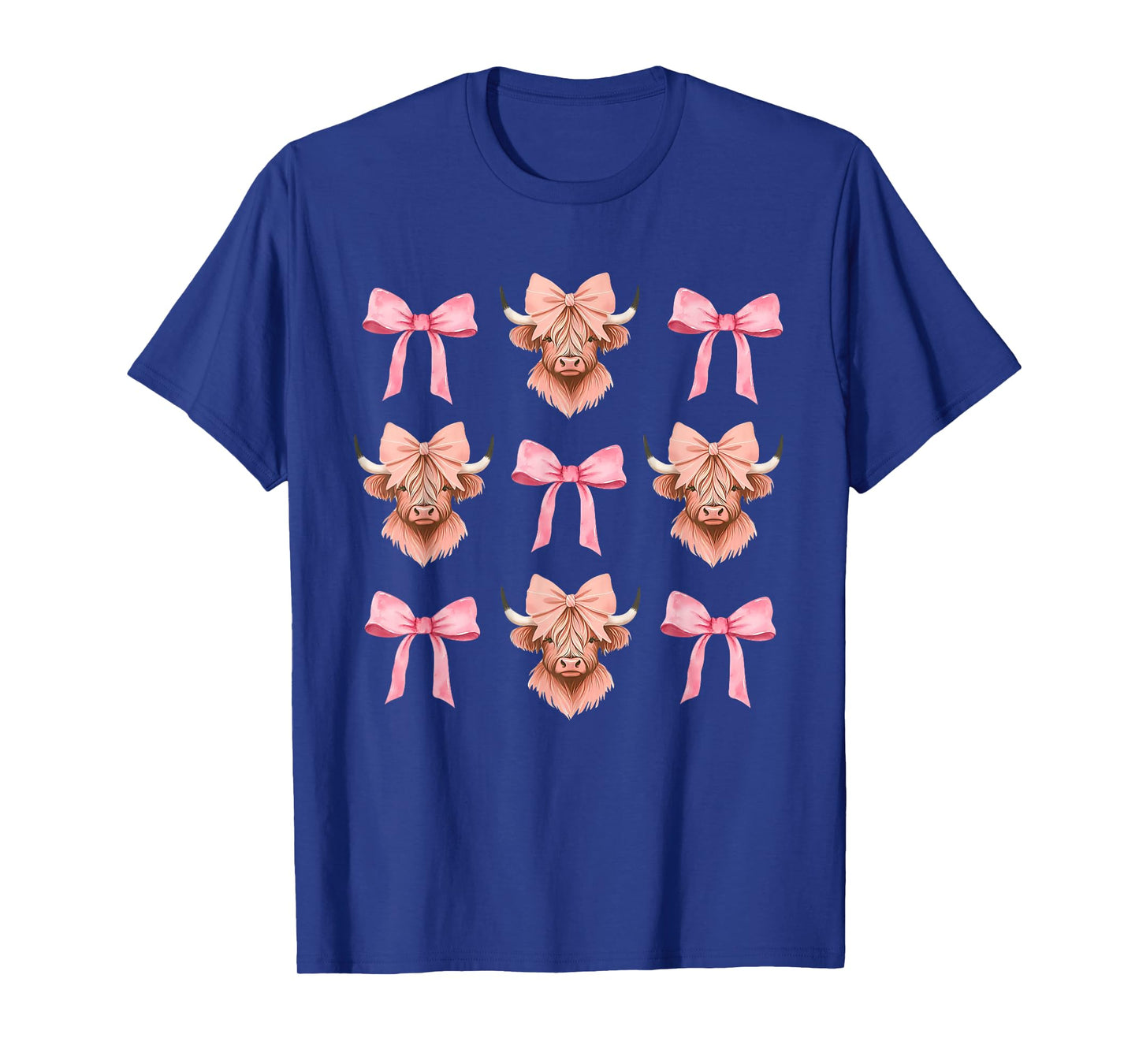 Pink Bow Cute Coquette Highland Cow Cowgirl Aesthetic T-Shirt