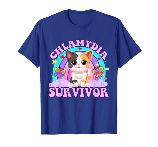 Chlamydia Survivor Funny Cat Sarcastic Y2K Inappropriate T-Shirt