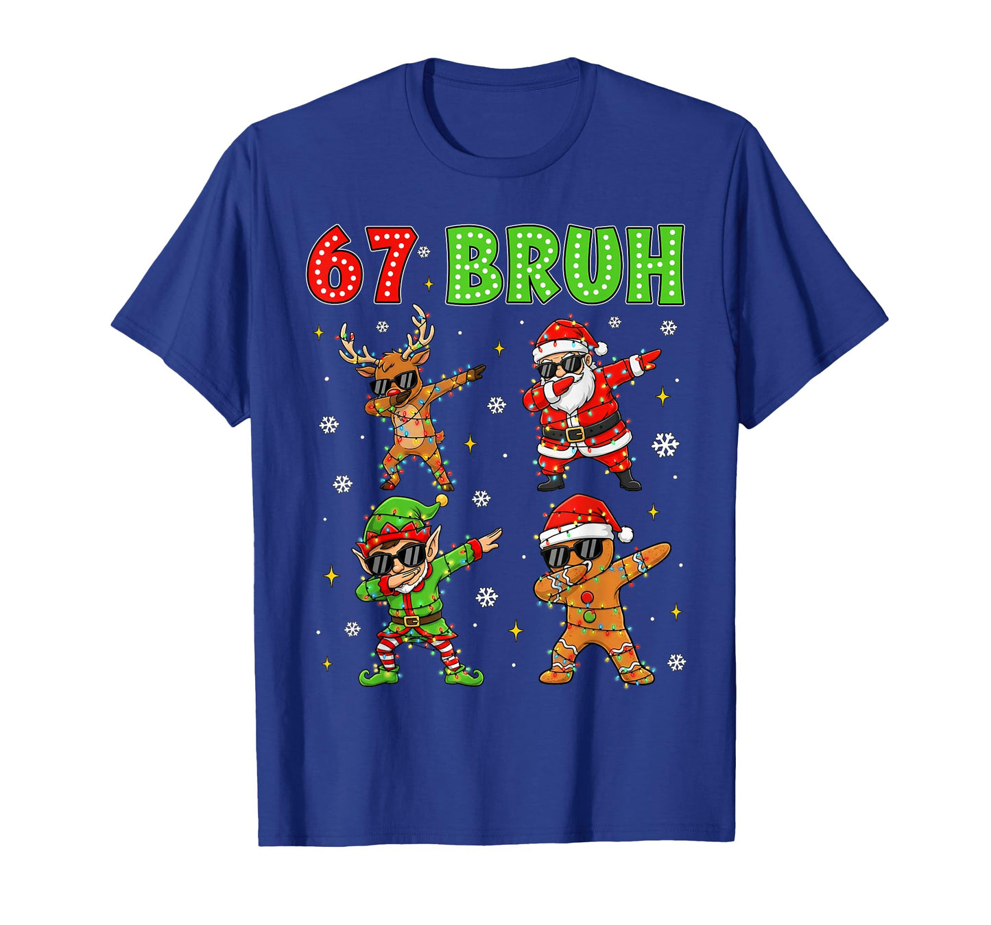 67 Bruh Dabbing Santa Reindeer Elf Gingerbread Christmas Kid T-Shirt