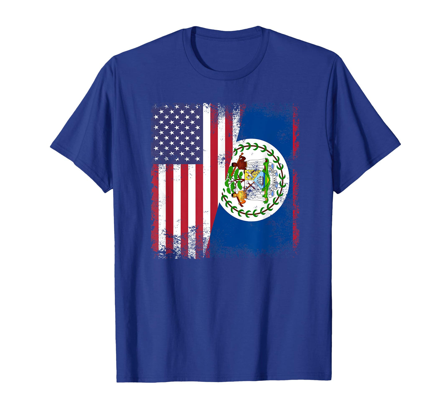 Half Belizean Flag | Vintage Belize USA Gift T-Shirt