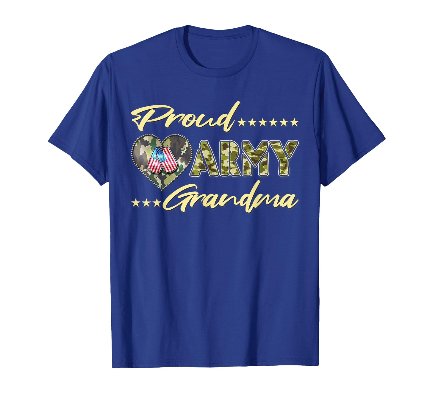 Proud Army Grandma US Flag Dog Tag Military Grandmother Gift T-Shirt