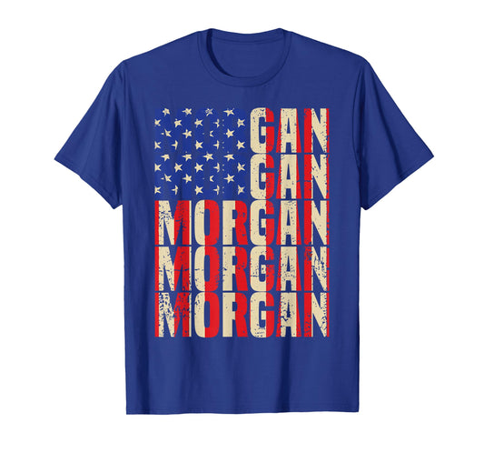 Morgan First Name Boy Men American Flag Vintage Style USA T-Shirt