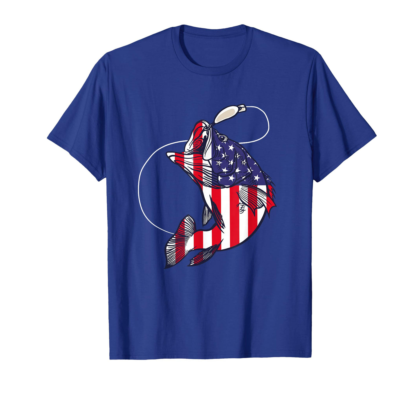 Bass Fishing Fish American Flag Patriotic Fourth of July T-Shirt
